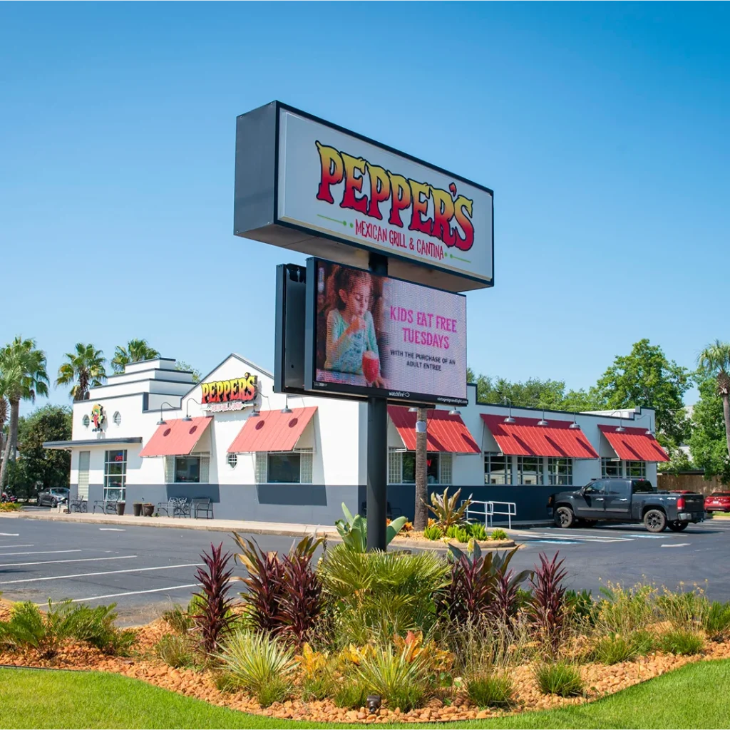 Watchfire digital sign installed at Peppers in Florida by Vintage Sign & Light