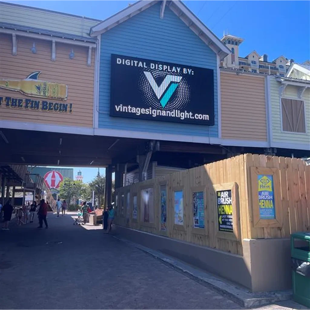 Vintage Sign & Light Watchfire digital display sign showing custom LED content for business visibility