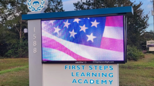 First Steps Learning Academy digital monument sign in Freeport, Florida