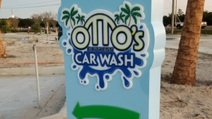 Otto’s Express Car Wash directional monument sign for wash club members