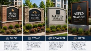 monument signs comparison of different materials